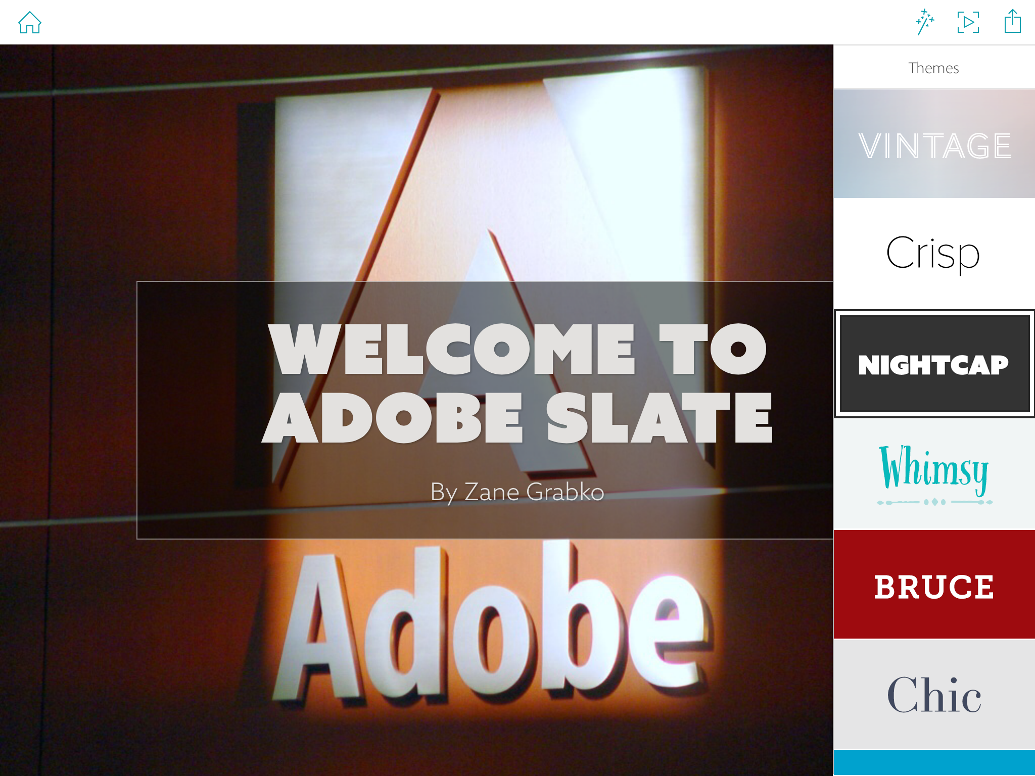 to Adobe slate